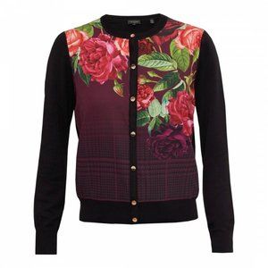 3 Items for 30% off - TED BAKER Teeah Juxtaposed Rose Cardigan (2) M
